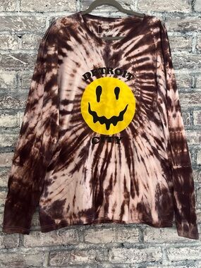 Detroit City David Vintage Custom Tie-Dye Long Sleeve Drippy Smiley Face IYKYK